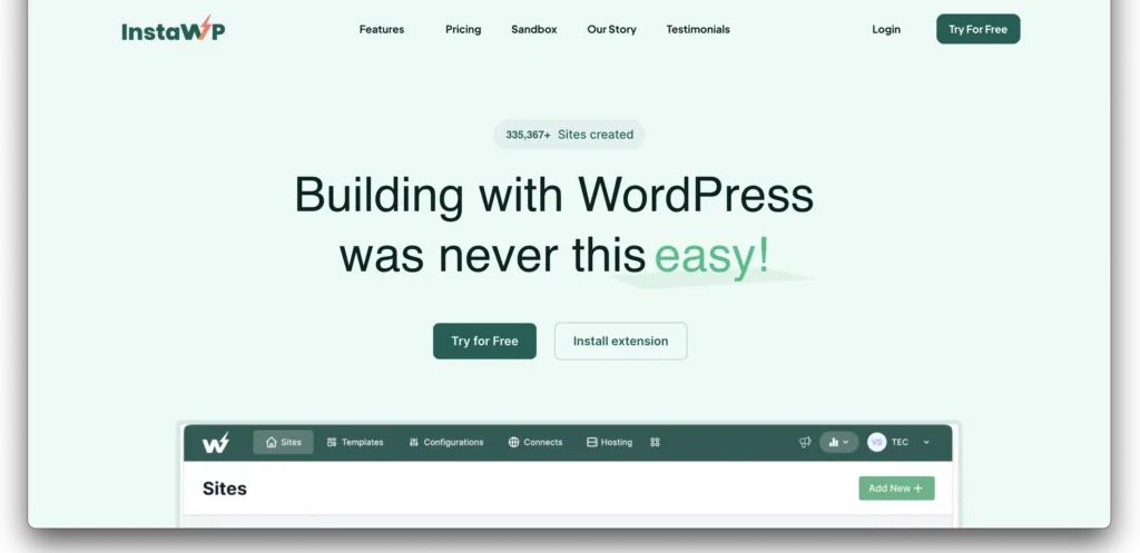 create a WordPress Sandbox - InstaWP Home
