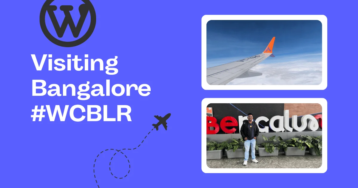Visiting Bangalore for WCBLR - Viraj Narkar